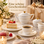 Wilmax Ovale Servierplatte 20 × 14 cm Weiß mit Goldlinien aus Porzellan