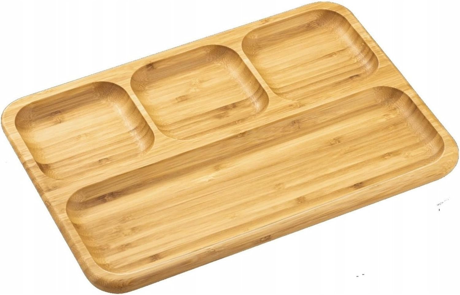 Wilmax Servierplatte mit 4 Fächern 33 × 23 cm Natur aus Bambus