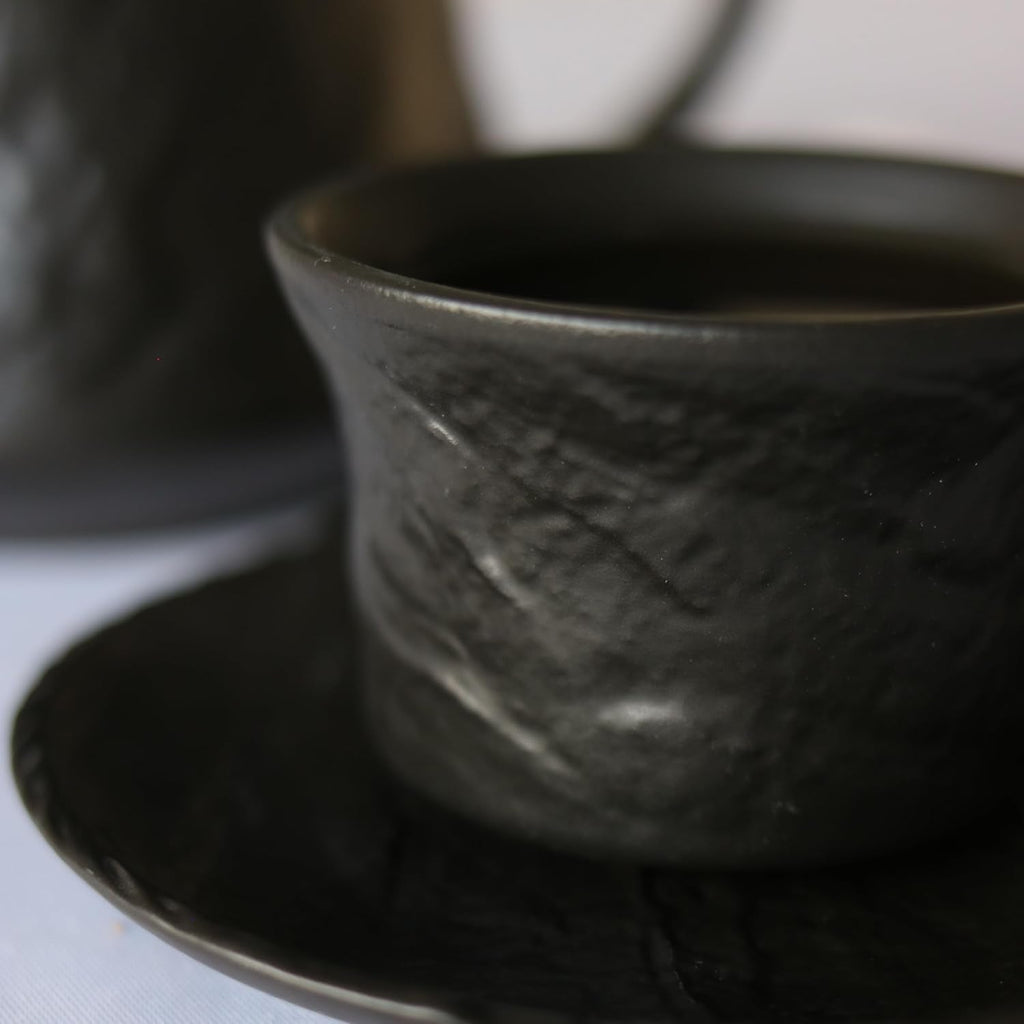 Wilmax Tasse mit Untertasse 180 ml 2er-Set Schwarz aus Porzellan