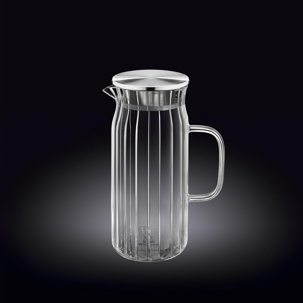 Wilmax Getränkeset 7-teilig mit Krug 1000 ml und 6 geriffelten Gläsern 250 ml