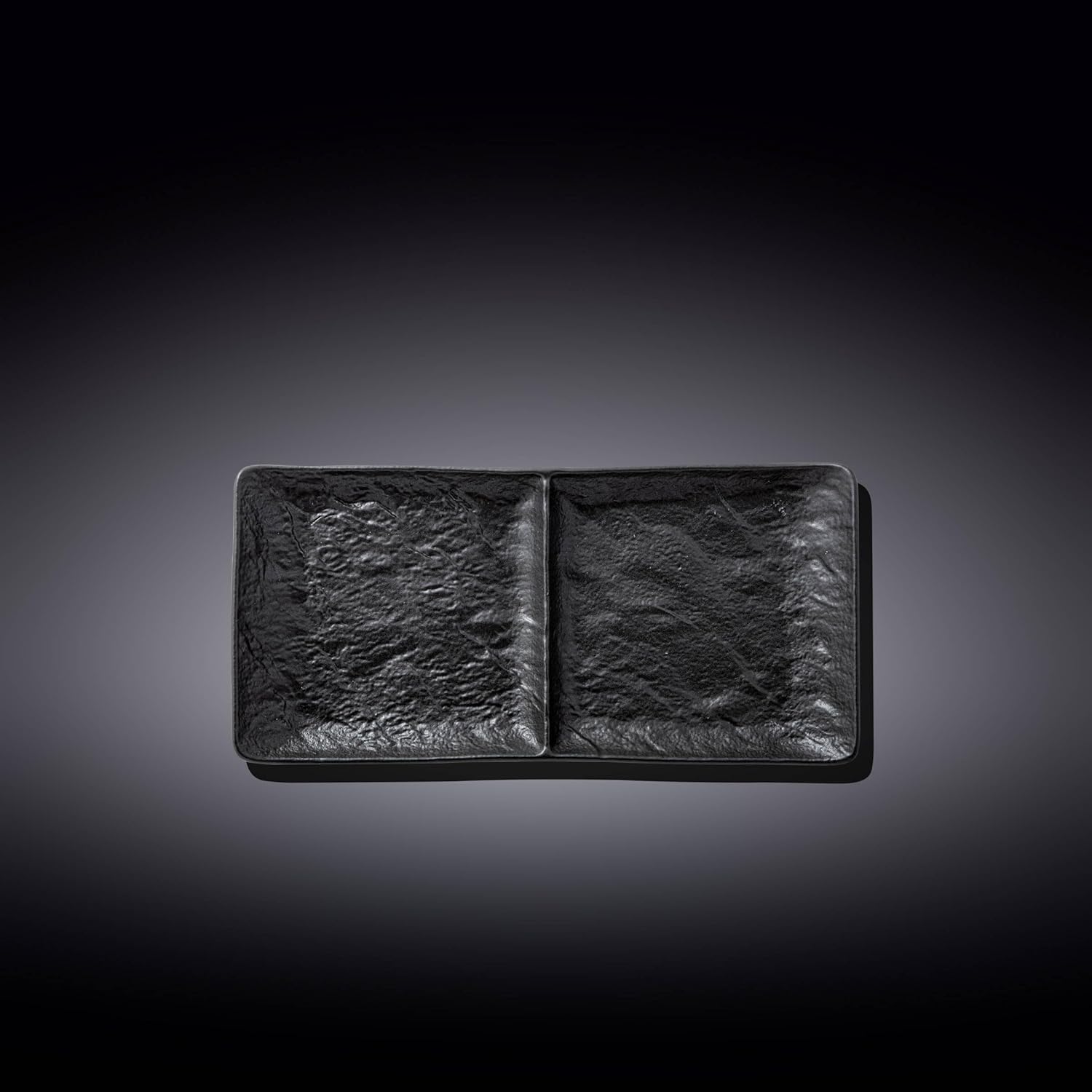 Wilmax Rechteckiger Teller mit 2 Fächern 27 × 13 cm Schwarz aus Porzellan