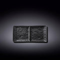 Wilmax Rechteckiger Teller mit 2 Fächern 27 × 13 cm Schwarz aus Porzellan