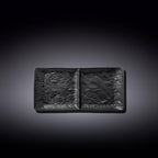 Wilmax Rechteckiger Teller mit 2 Fächern 27 × 13 cm Schwarz aus Porzellan