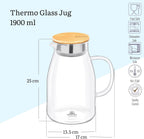 Wilmax Karaffe 1900 ml Thermoglas mit Bambusdeckel Transparent WL-888216/A