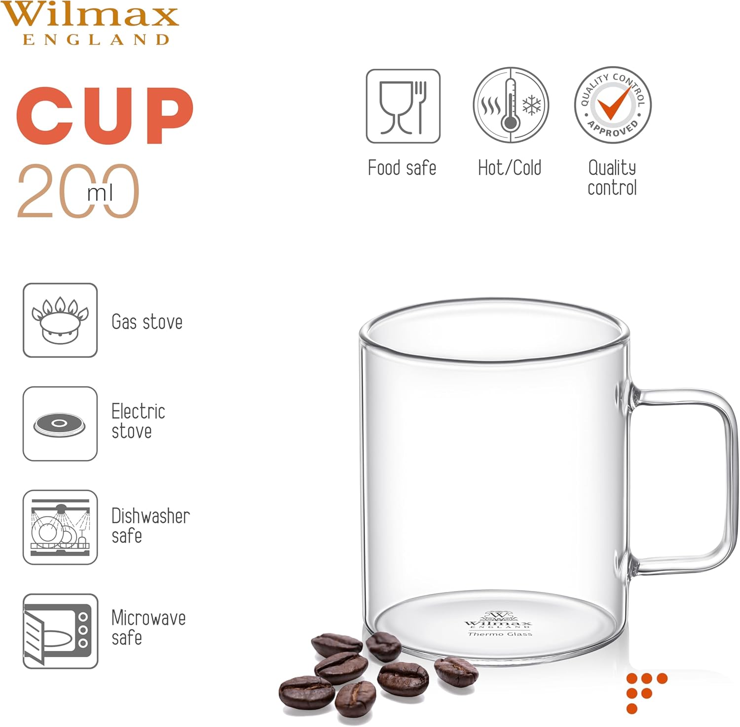 Wilmax Glastasse 200 ml Borosilikatglas Transparent WL-888604/A