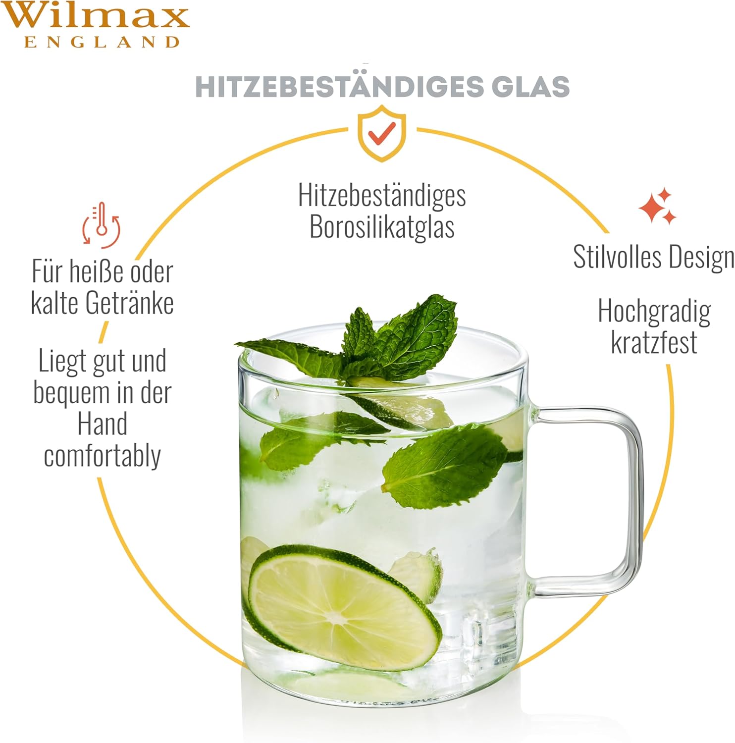 Wilmax Glasbecher 320 ml Borosilikatglas Transparent WL-888606/A