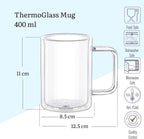 Wilmax Doppelwandiger Becher 400 ml 2er Set Borosilikatglas WL-888720/A2