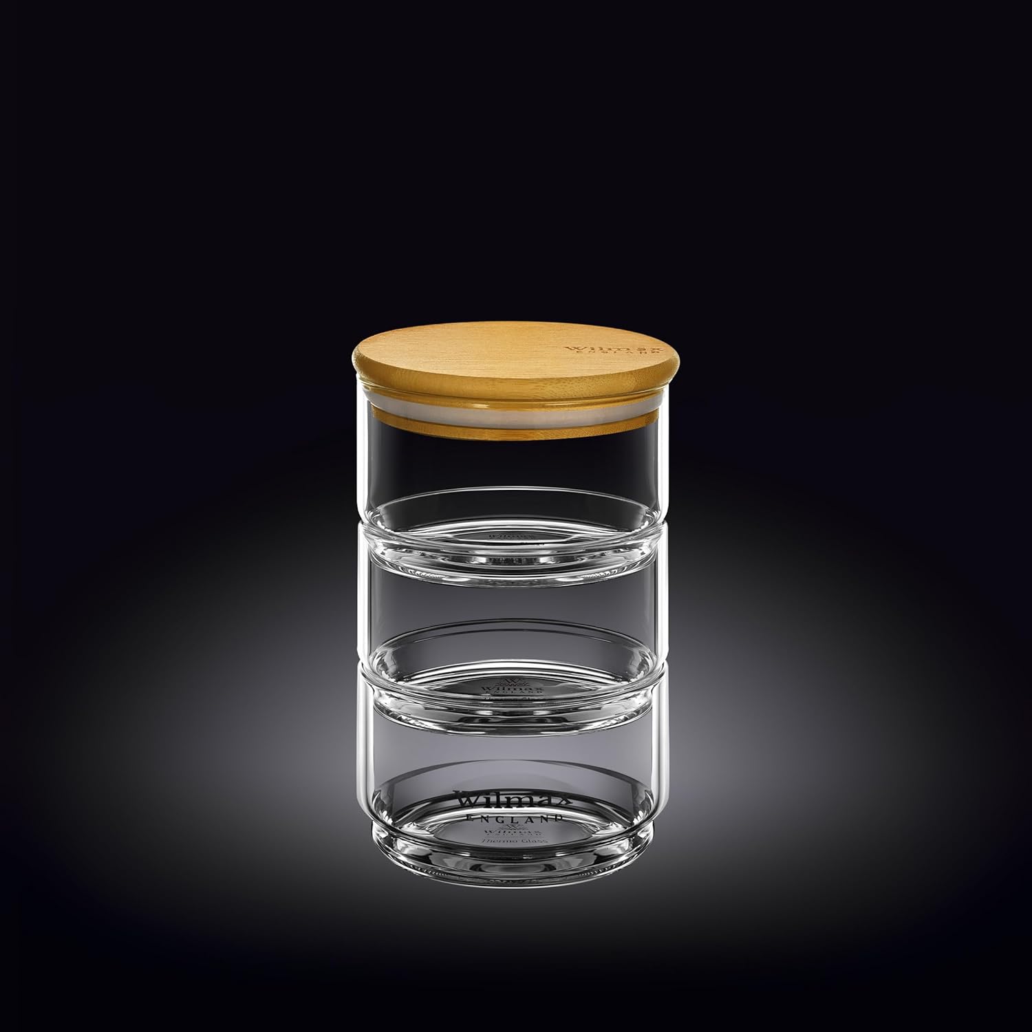 Wilmax Vorratsglas 3-stufig mit Bambusdeckel Transparent WL-888522/A