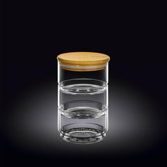 Wilmax 3-stufiges Vorratsglas, 12 x 20 cm, Thermo-Glas & Bambusdeckel, WL-888522/A