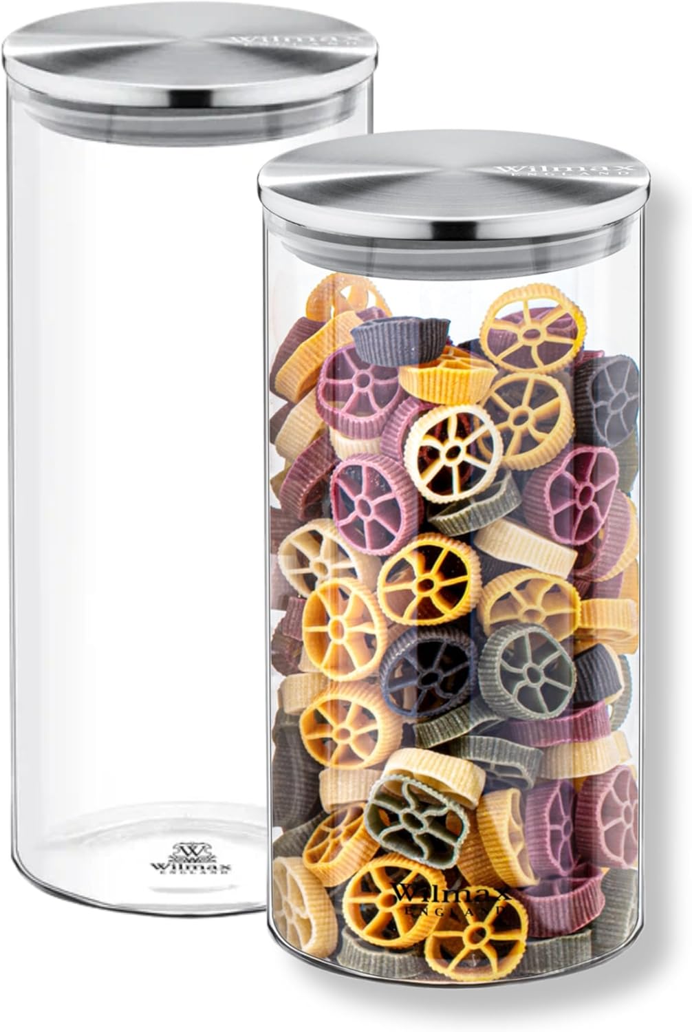 Wilmax Vorratsglas 1300 ml mit Edelstahl Deckel Transparent WL-888516/A