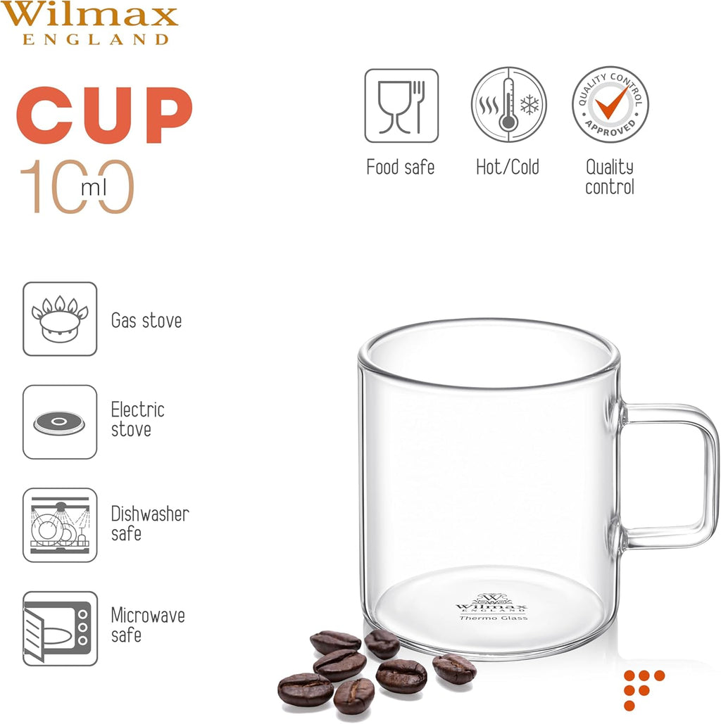 Wilmax Glastasse 100 ml Borosilikatglas Transparent WL-888602/A