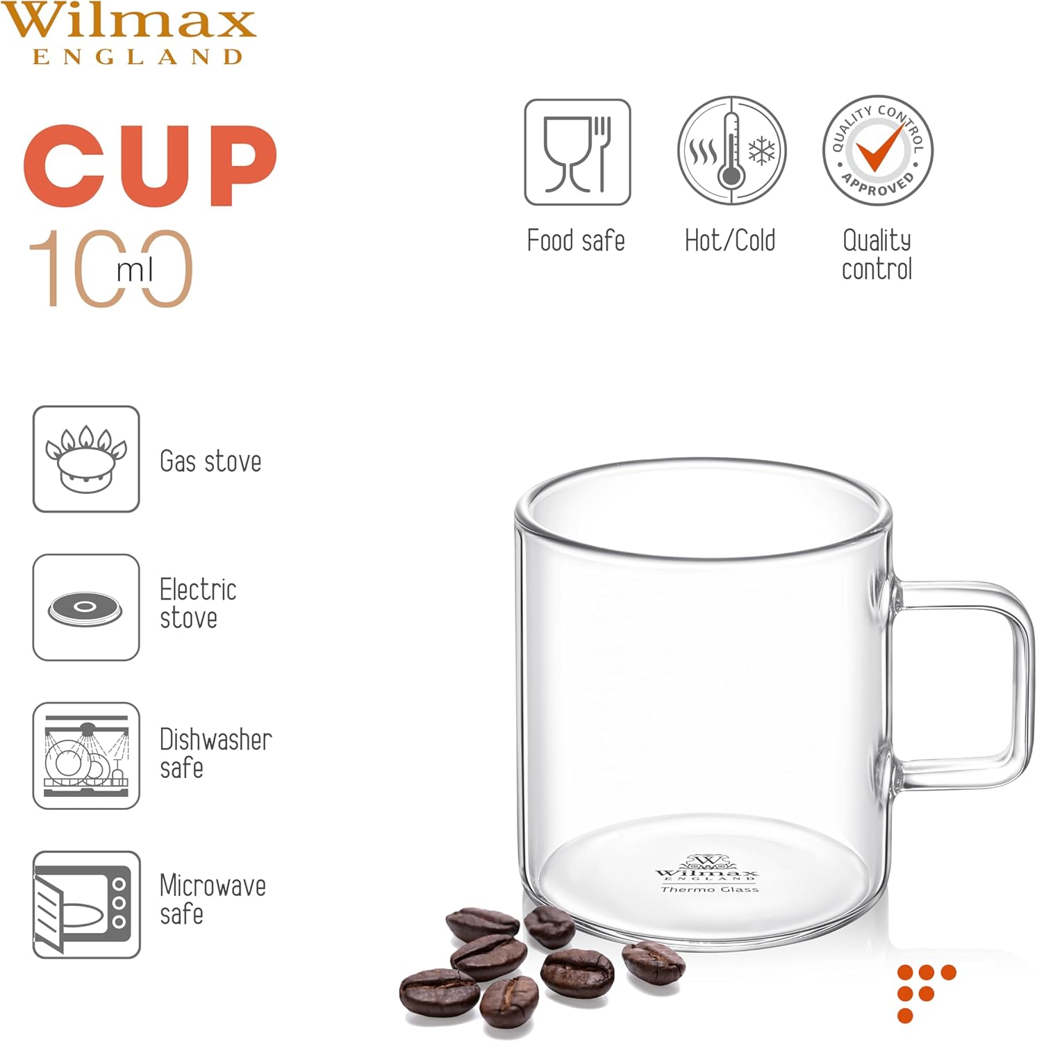 Wilmax Glastasse 100 ml Borosilikatglas Transparent WL-888602/A