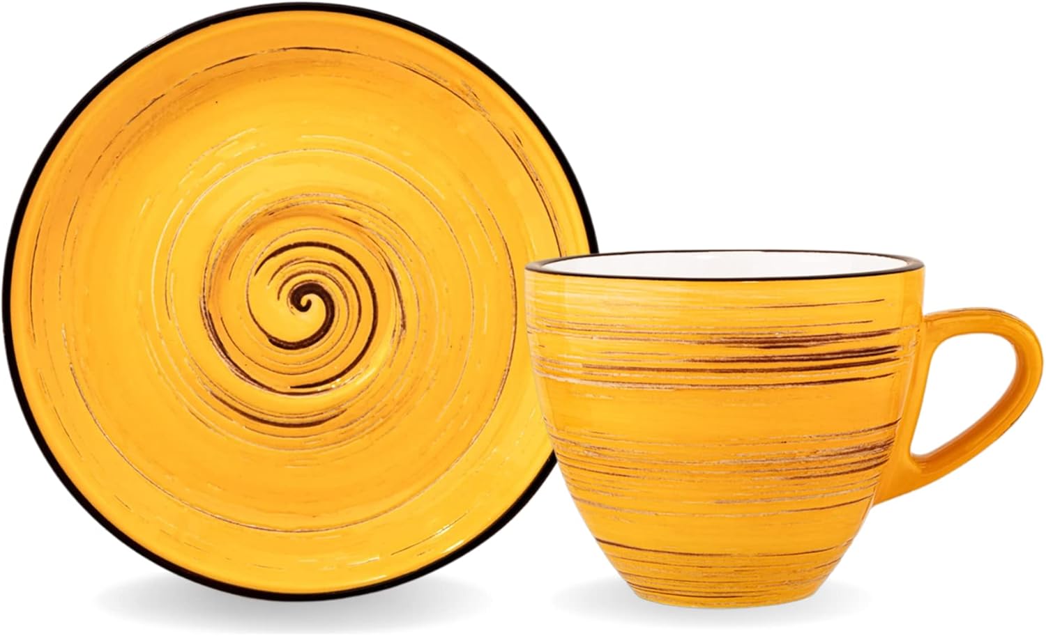 Wilmax Tasse mit Untertasse 110 ml 6er-Set Gelb aus Porzellan