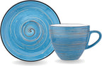 Wilmax Tasse mit Untertasse 300 ml 6er-Set Blau aus Porzellan