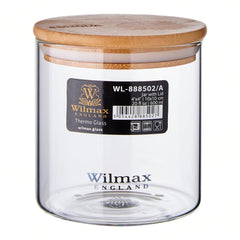 Wilmax WL-888502/A Borosilikatglas Vorratsdose mit Bambusdeckel, 600mL Kapazität