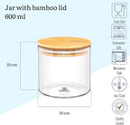 Wilmax Vorratsglas 600 ml mit Bambusdeckel 3er Set WL-888502/A3