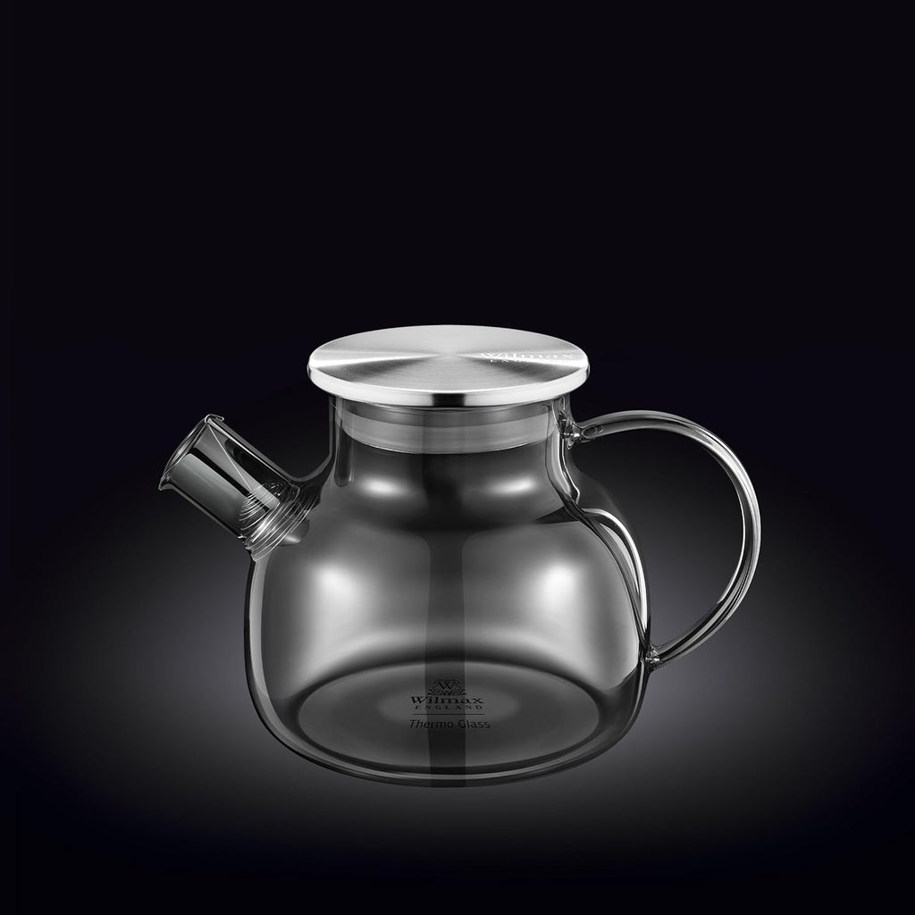 Wilmax Teekanne 950 ml Thermoglas Federfilter Grau WL-888810002/A