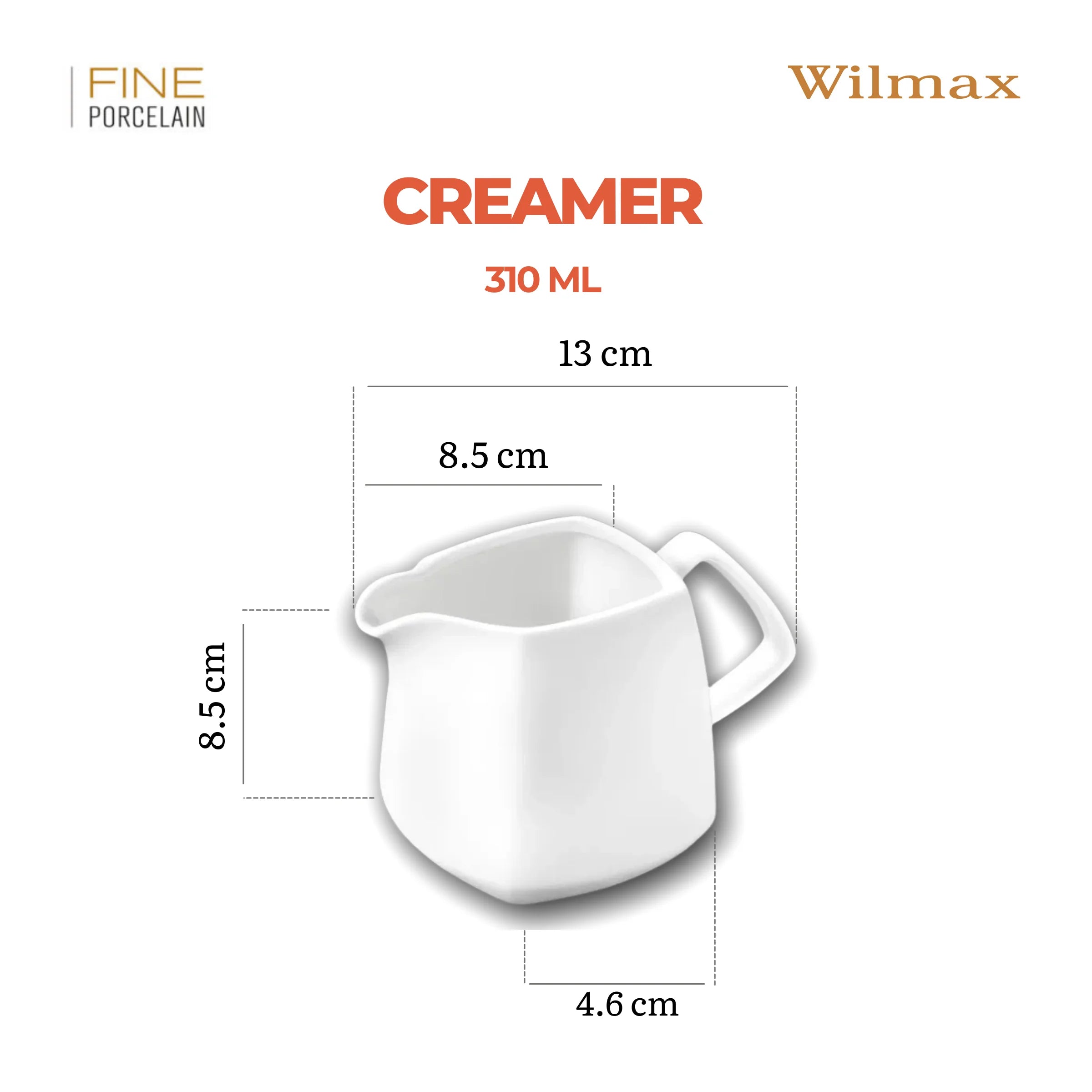 Wilmax Milchkännchen 310 ml Weiß aus Porzellan