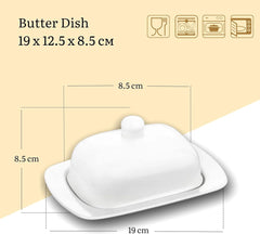 Wilmax Porzellan Butterdose & Buttermesser aus Edelstahl, WL-996109/A-999247/1B