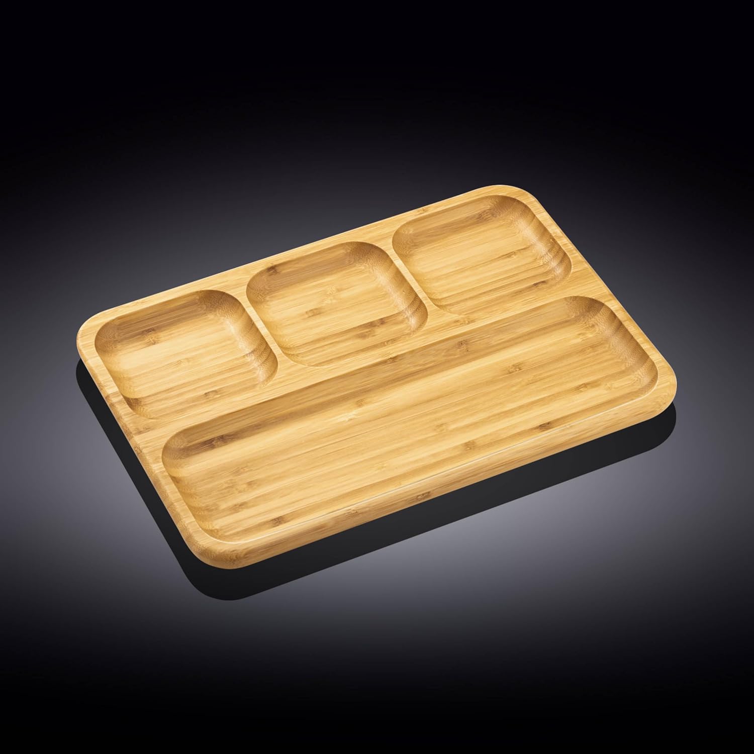 Wilmax Servierplatte mit 4 Fächern 33 × 23 cm Natur aus Bambus