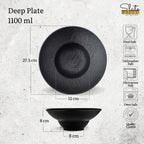 Wilmax Tiefer Teller SlateStone Schwarz 22.5 cm 1100 ml Porzellan WL-661113/A