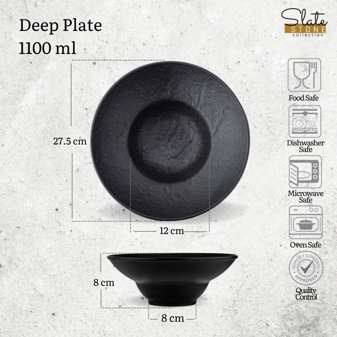 Wilmax Tiefer Teller 22,5 cm 1100 ml Schwarz aus Porzellan