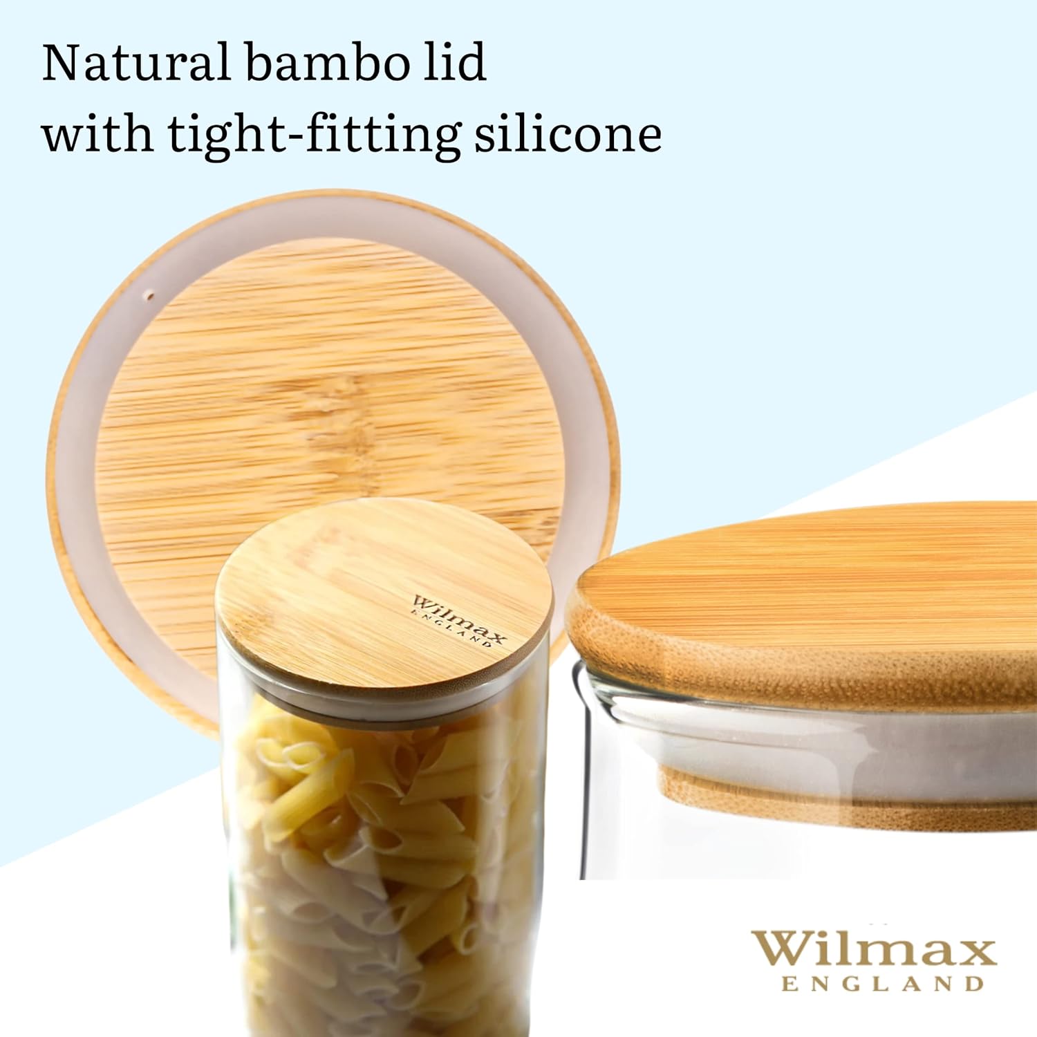 Wilmax Vorratsgläser Set 3-teilig aus Glas mit Bambusdeckel WL-888501/A3