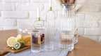 Wilmax Getränkeset 7-teilig mit Krug 1500 ml mit Edelstahldeckel und 6 Gläser 350 ml