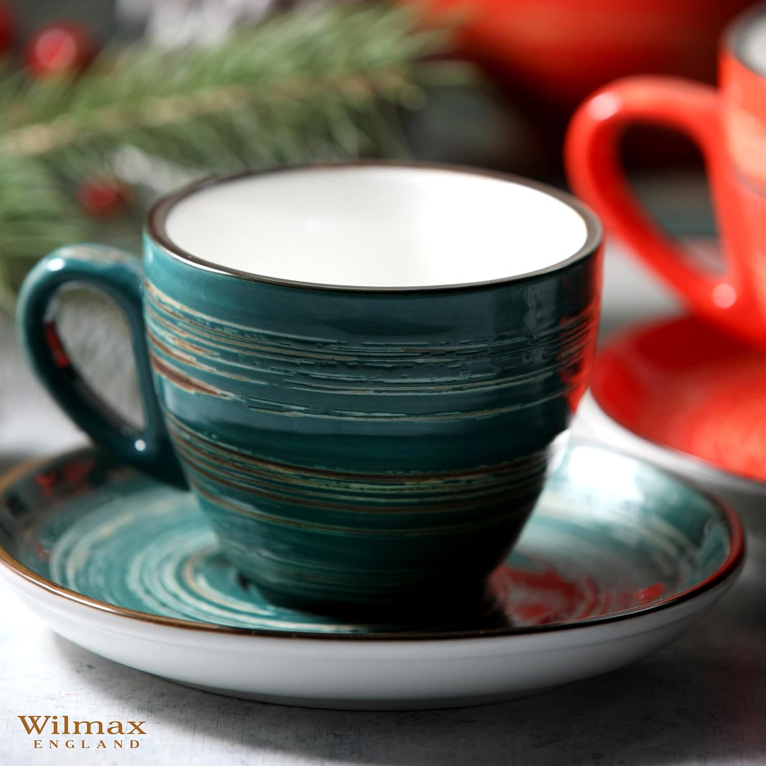 Wilmax Untertasse 15 cm Grün aus Porzellan