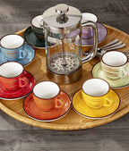 Wilmax Espressotasse mit Untertasse 75 ml 6er-Set Pistazie aus Porzellan