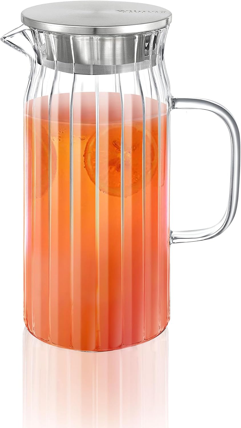 Wilmax Getränkeset 7-teilig mit Krug 1000 ml und 6 geriffelten Gläsern 250 ml
