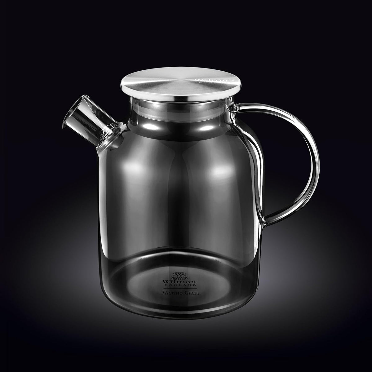 Wilmax Borosilikat Teekanne mit Edelstahl-Deckel 1600 ml, rauchgrau WL-888811002/A