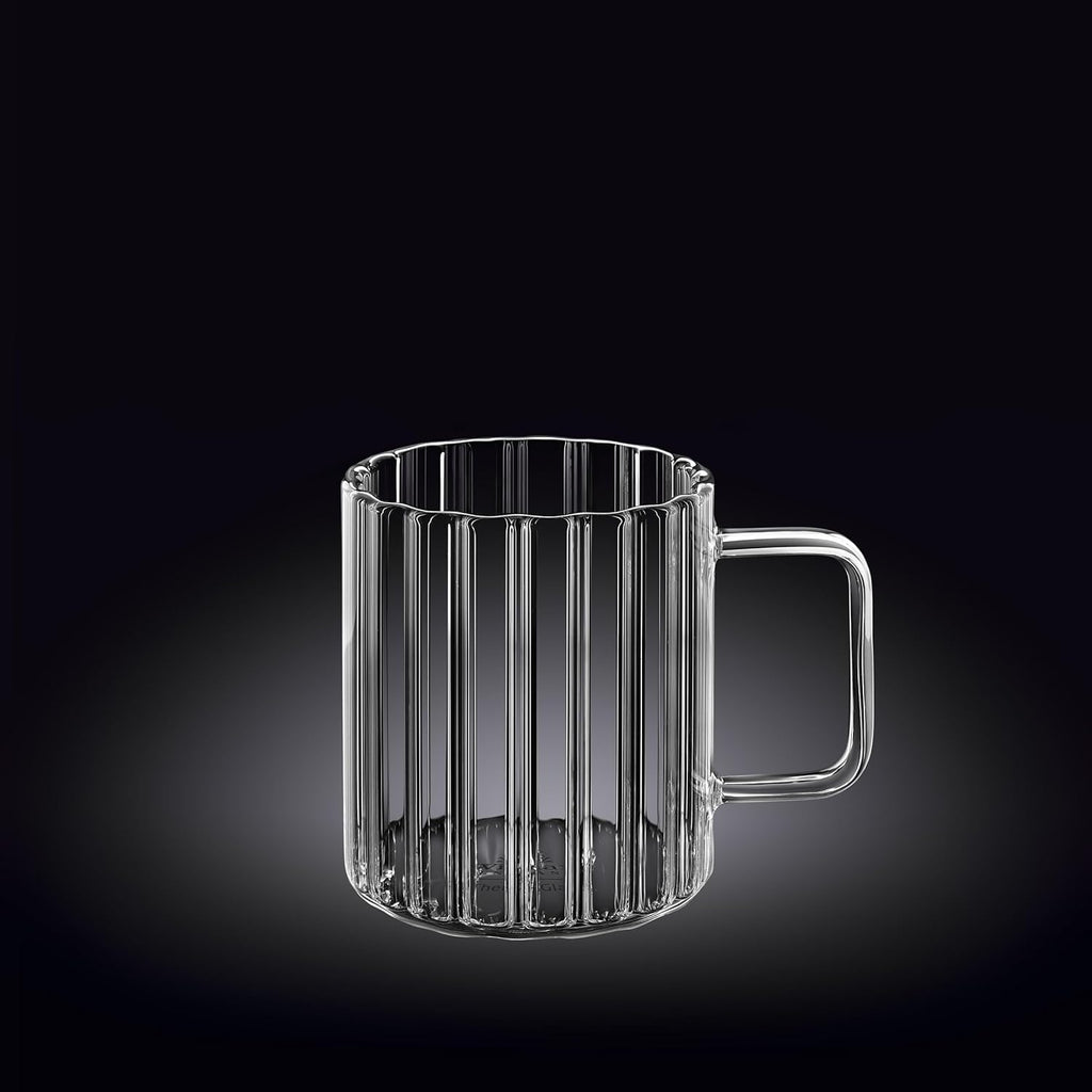 Wilmax Hitzebeständiger Glasbecher mit Henkel 300 ml Transparent aus Glas