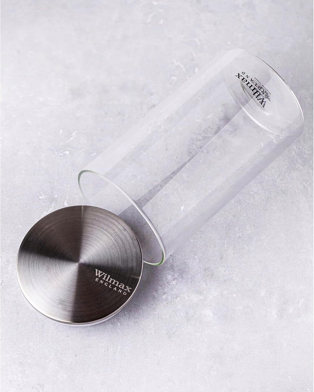 Wilmax Vorratsglas 760 ml mit Edelstahldeckel Transparent