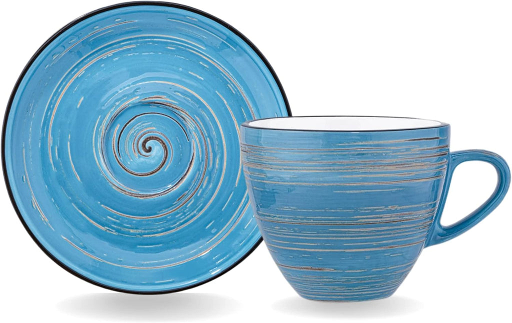Wilmax Tasse mit Untertasse 190 ml 6er-Set Blau aus Porzellan