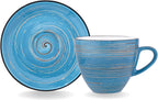 Wilmax Tasse mit Untertasse 190 ml 6er-Set Blau aus Porzellan