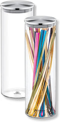 Wilmax Vorratsglas 2000 ml mit Edelstahldeckel 2er Set WL-888520/A2