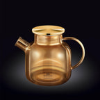 Wilmax Teekanne 1200 ml mit Federfilter und mit Edelstahldeckel Gold aus Thermoglas