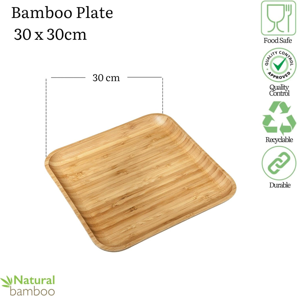 Wilmax Quadratische Servierplatte 30,5 × 30,5 cm Natur aus Bambus