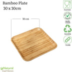 Wilmax Quadratische Servierplatte 30,5 × 30,5 cm Natur aus Bambus