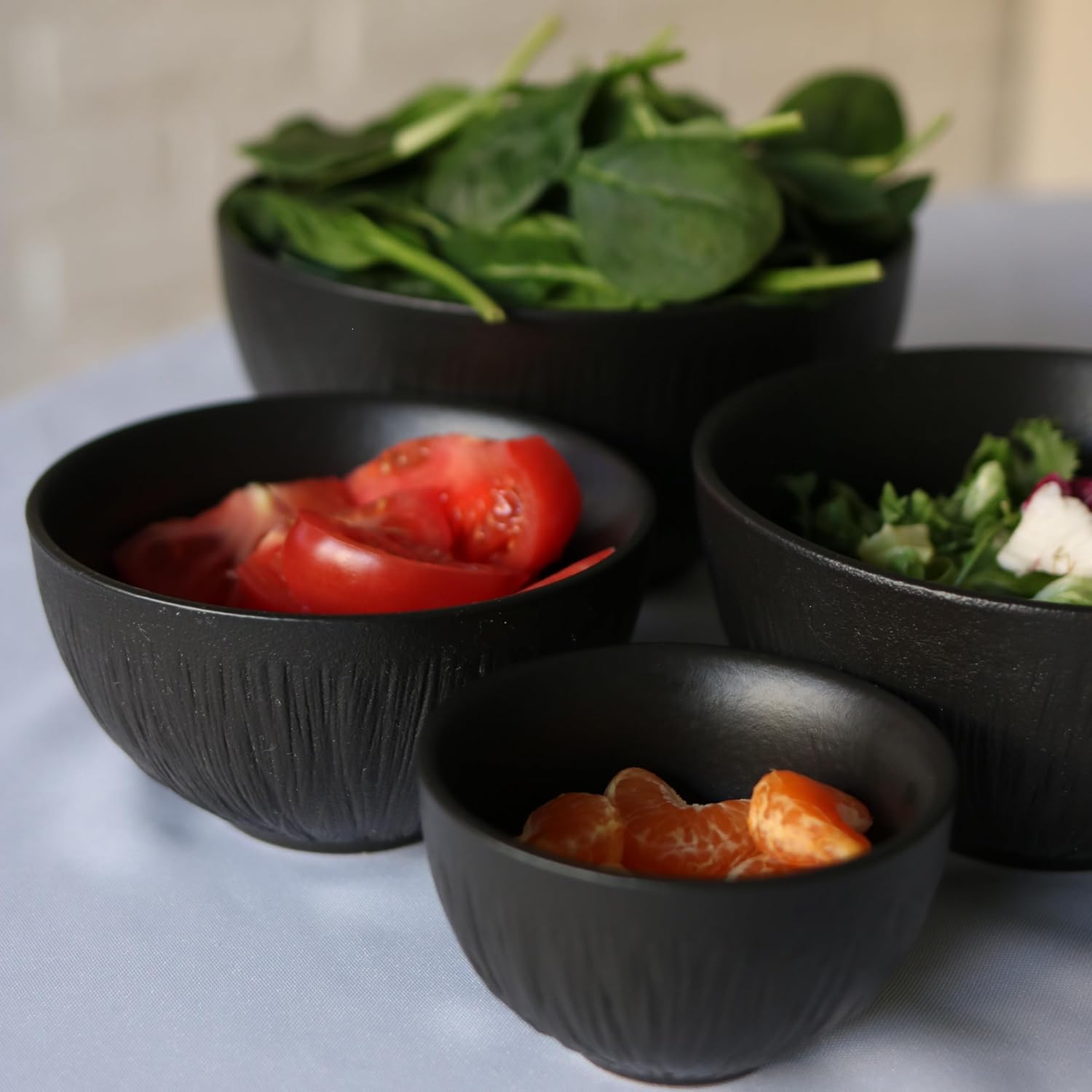 Wilmax Schalen Set 6er Schwarz 250 ml Porzellan Salatschüssel WL-664115/A6