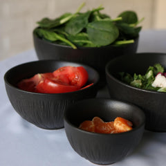 Wilmax Schalen Set 6er Schwarz 250 ml Porzellan Salatschüssel WL-664115/A6
