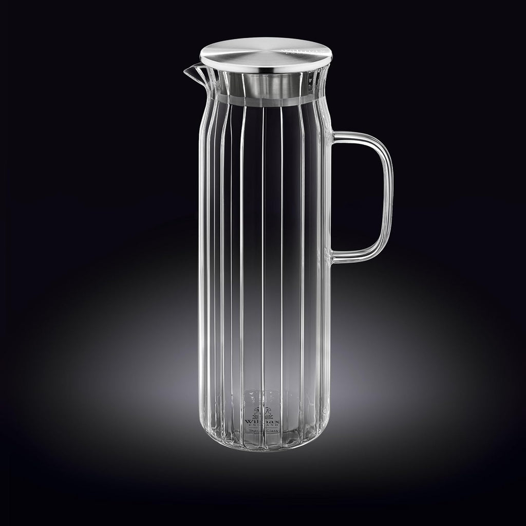 Wilmax Getränkeset 7-teilig mit Krug 1500 ml mit Edelstahldeckel und 6 Gläser 350 ml