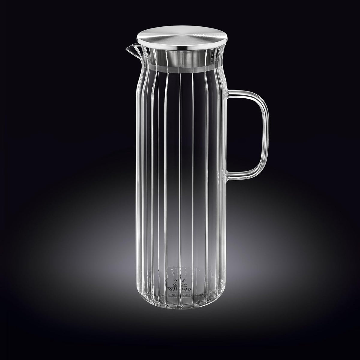 Wilmax Getränkeset 7-teilig mit Krug 1500 ml mit Edelstahldeckel und 6 Gläser 350 ml