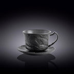 Wilmax Kaffeetassen Set mit Untertassen 250 ml 2er Schwarz WL-661152/AB2