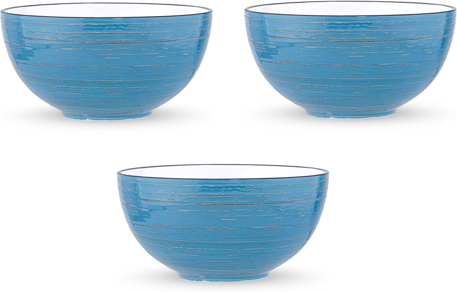 Wilmax Schale 600 ml 13,5 cm 3er-Set Blau aus Porzellan
