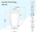 Wilmax Doppelwandiger Becher 4er-Set (2x 400 ml / 2x 250 ml) Transparent