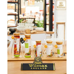 Wilmax WL-888957/A Borosilikatglas Ölflasche mit Bambusdeckel, 1000mL Kapazität