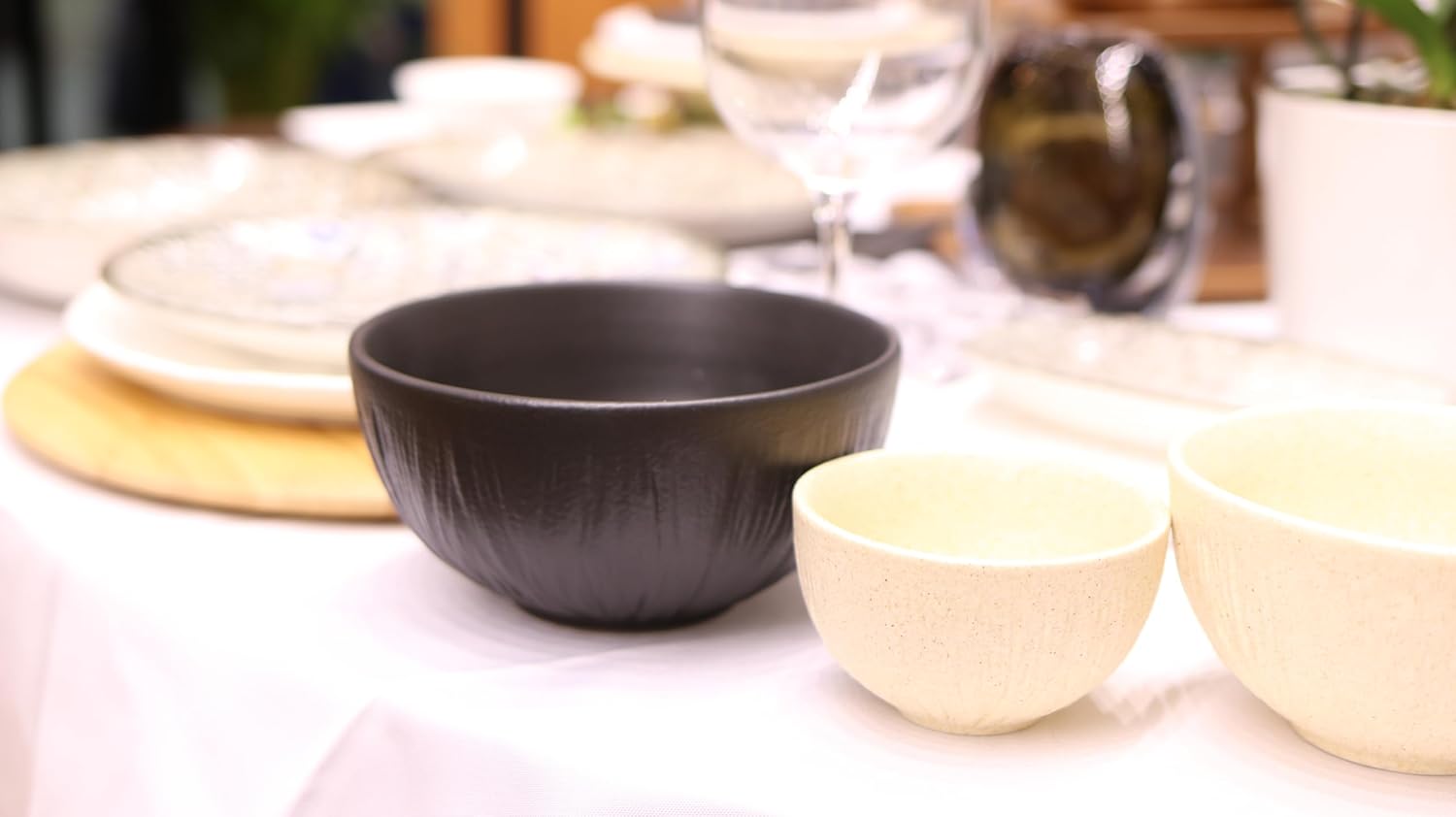 Wilmax Schalen Set 2er Schwarz 250 ml Porzellan Salatschüssel Müslischale WL-664115/A2