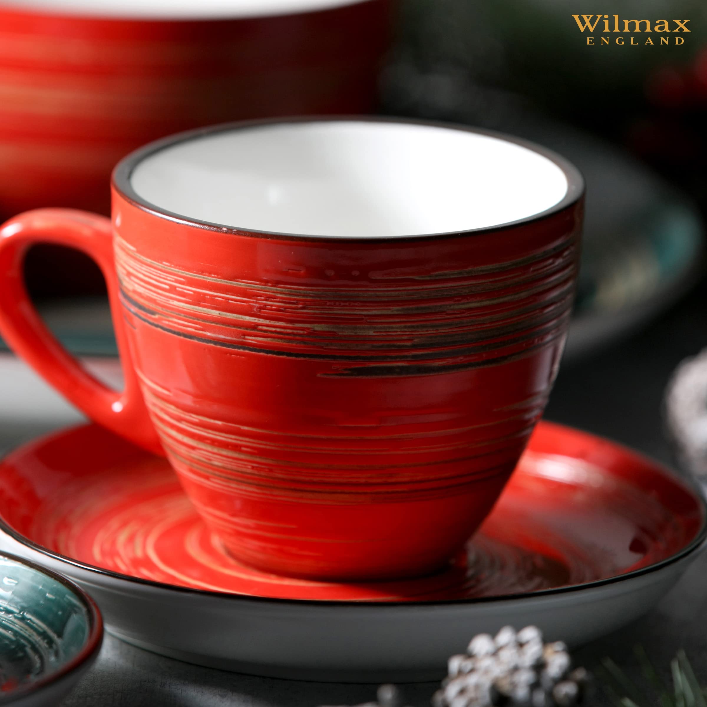 Wilmax WL-669236/A Porzellan Tasse, Rot, 300mL Kapazität